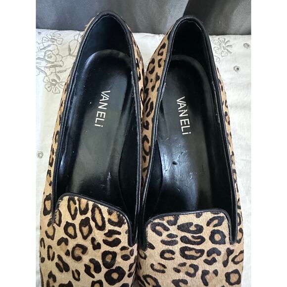 Woman leopard loafers calf skin leather flats shoes animal print sz 10 VANELI - Picture 10 of 11